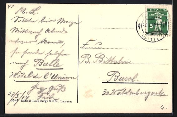 Cartoline postali: Sion, Vue générale avec Tourbillon et  – Usato da Berlin venduto da bartko-reher 1