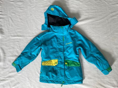 Veste d'hiver/ski/pluie capuche turquoise belowzero 128 cm
