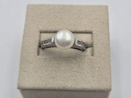Ring Silber 925 Süsswasserperle Zirkonia Gr. 54