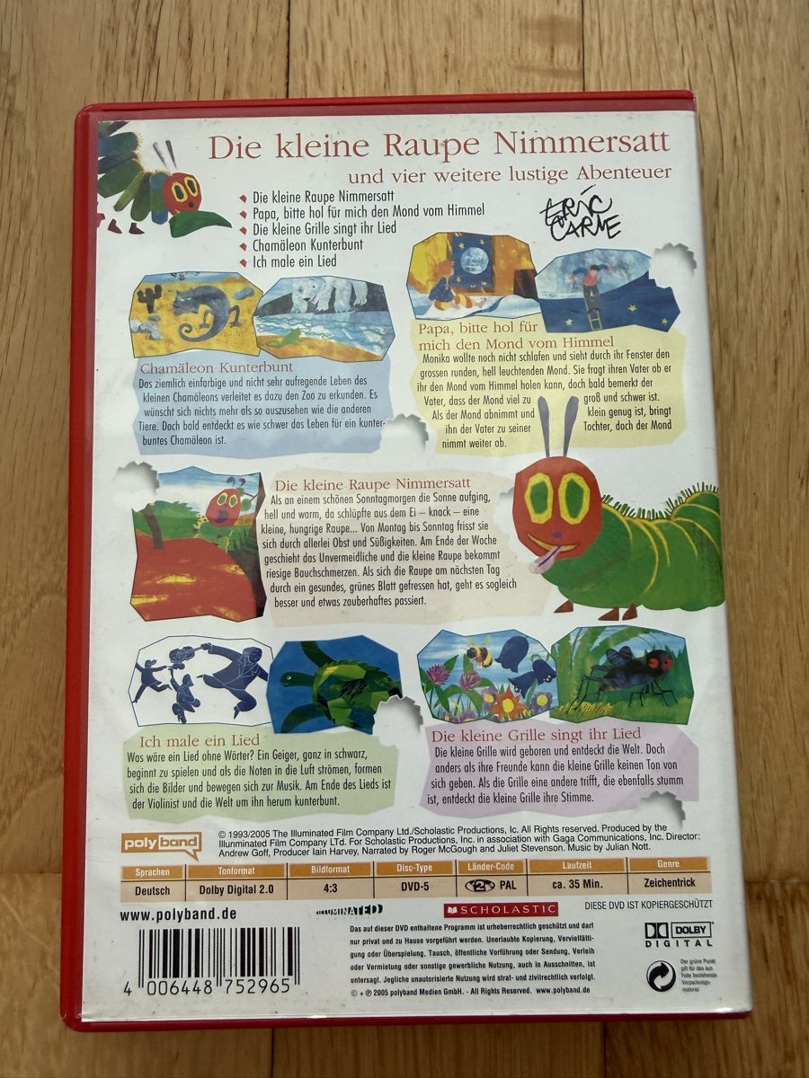 Tutti i DVDs: Die kleine Raupe Nimmersatt DVD  – Usato da Zürich venduto da audrey_dri 1