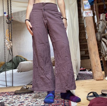 Braune leichte Sommer Stoffhosen wide leg baggy