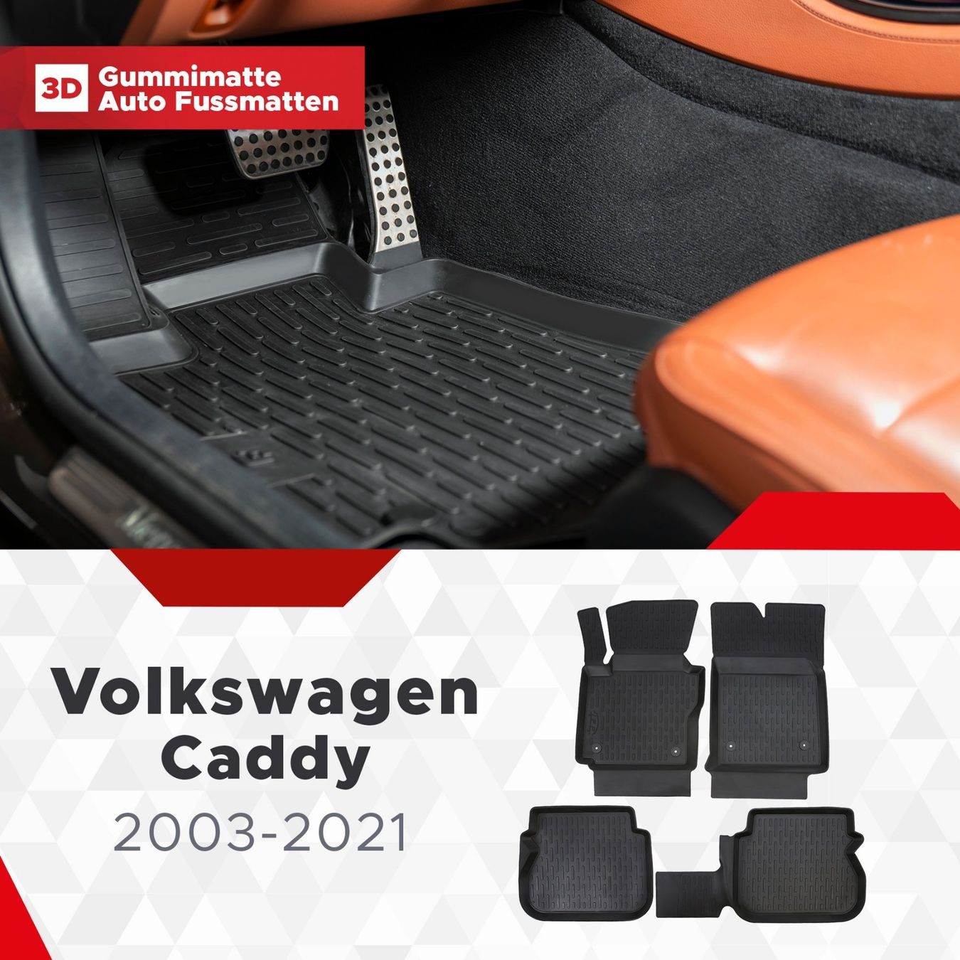 Tappeti & Tappetini: 3D Volkswagen Caddy Fussmatten 2003-2021 – Nuovo e nell'imballaggio originale da Zürich venduto da MyFussmatten
