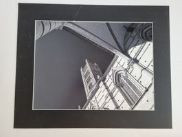 Schwarzweiss-Foto mit Passepartout, Motiv Siena, Italien