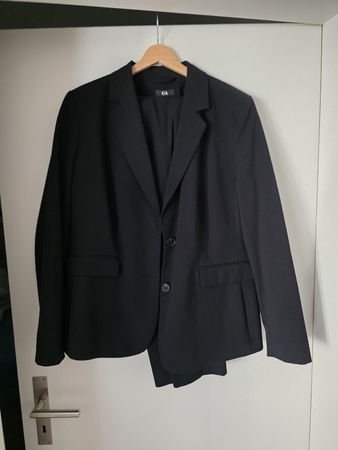 Damen Anzug Hose Blazer schwarz EUR 46 C&A neuwertig