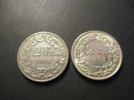 2 x 2.- Fr  1944 + 65  Pièces magnifiques  Top du Top