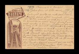 1897 entier CHOCOLAT SUCHARD NEUCHÂTEL Funiculaire. TAVANNES