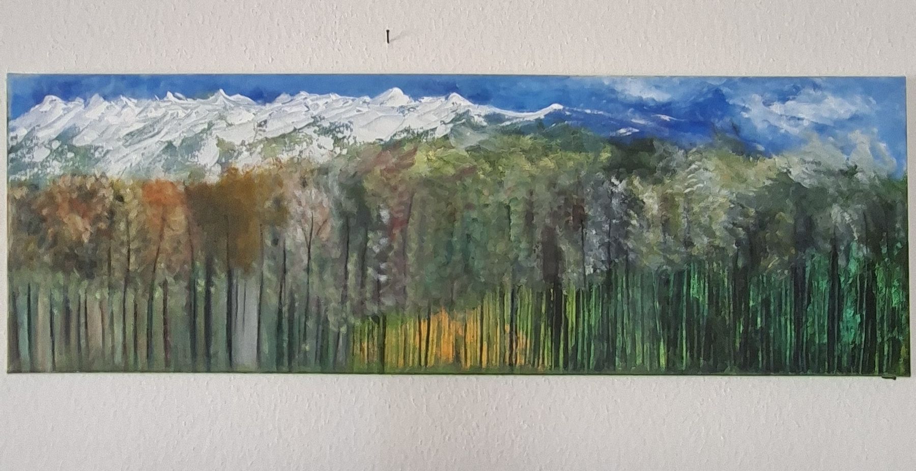 Tableaux: Gemälde " Höhenwald" handmade 40×120 – Neuf (Voir description) à Riehen par Steinbock1970