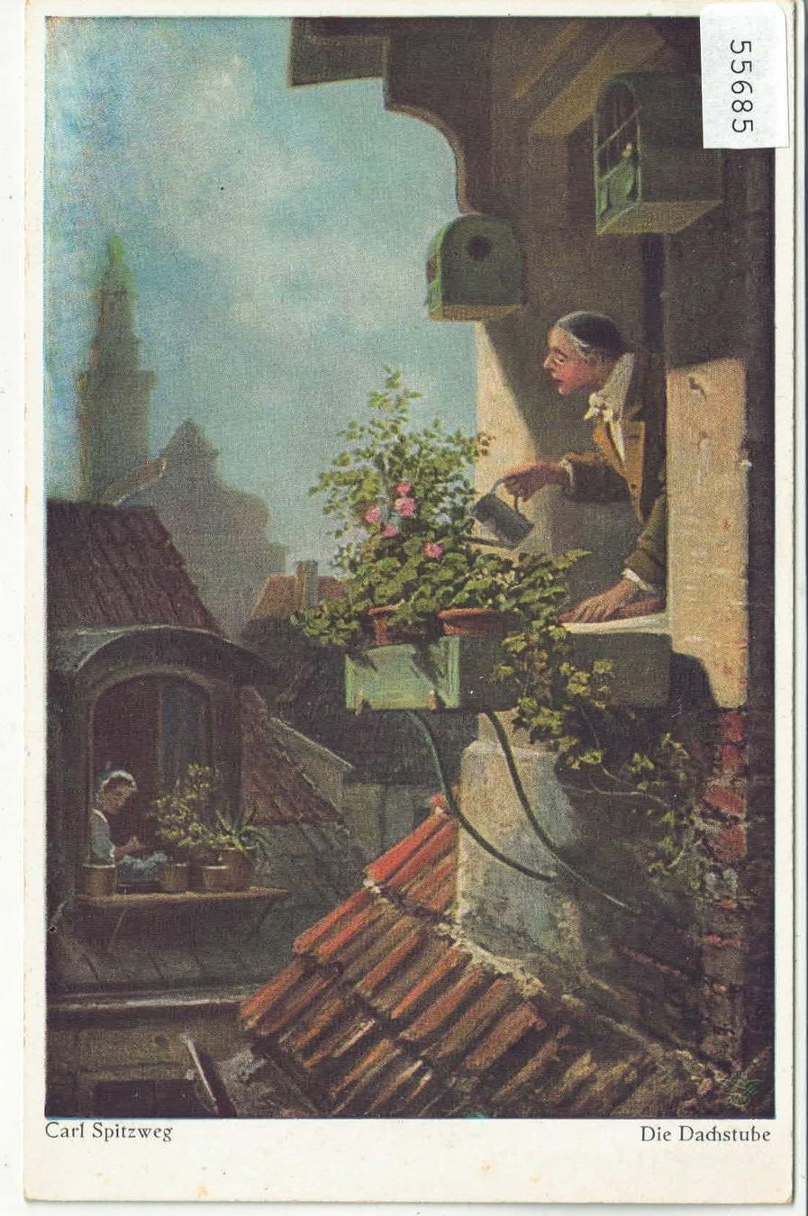 Ansichtskarten: Carl Spitzweg - Die Dachstube – Gebraucht aus Ettingen von Kartenplanet