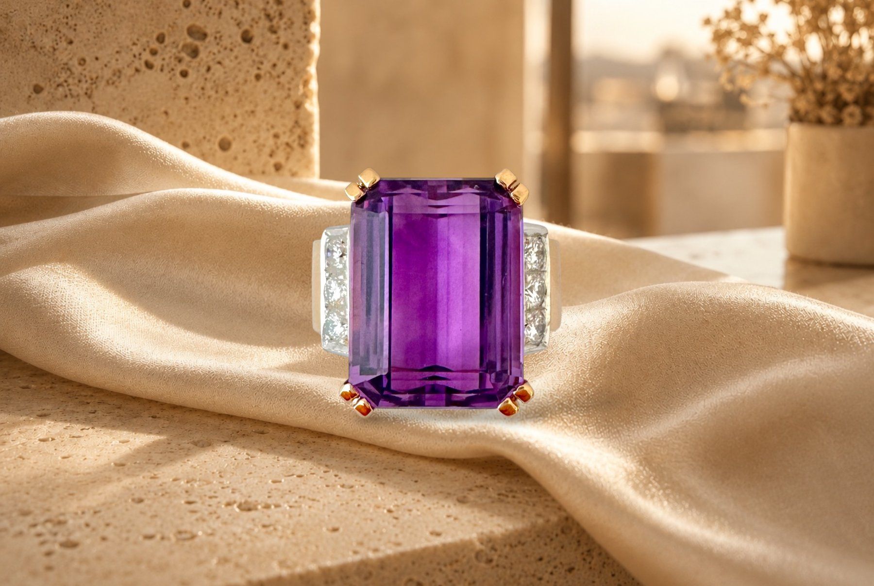 Bucherer Bagues: Massiver Amethyst - Diamant - Cocktailring, 9,50 ct – D'occasion à Zuzwil SG par artimmo