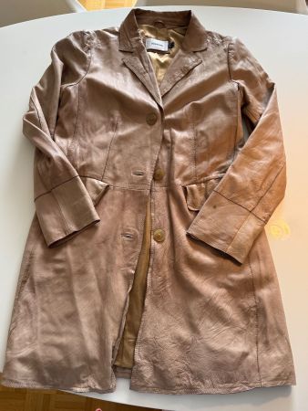 VIRMANI Ledermantel beige Gr.38 Eleganter Kurzmantel, NP 490