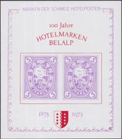 🇨🇭Block - 100 Jahre Hotelmarken BELALP 1873-1973