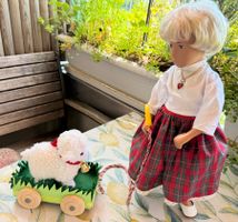 Nachziehwagen, Ziehwägeli für Sasha Puppen oder Kinder, Lamm