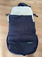 Fellhof footmuff with sheepskin dark blue used