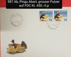 B39) 987 Ab, Abart grosser Putzer im Pelz FDC Kt. 450.-++