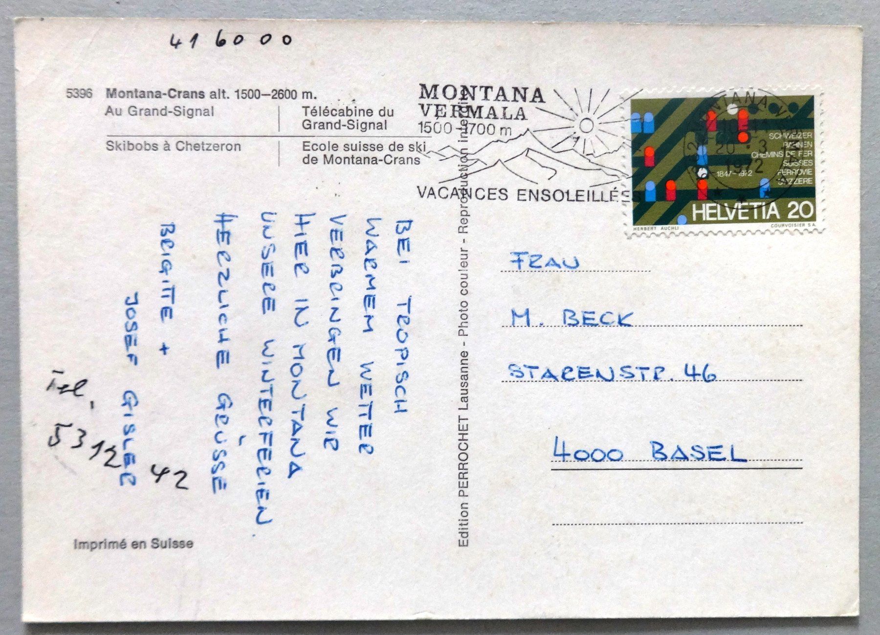Cartes postales: Montana-Crans alt. 1500-2600 m – D'occasion à Fétigny par Billy2miny 1