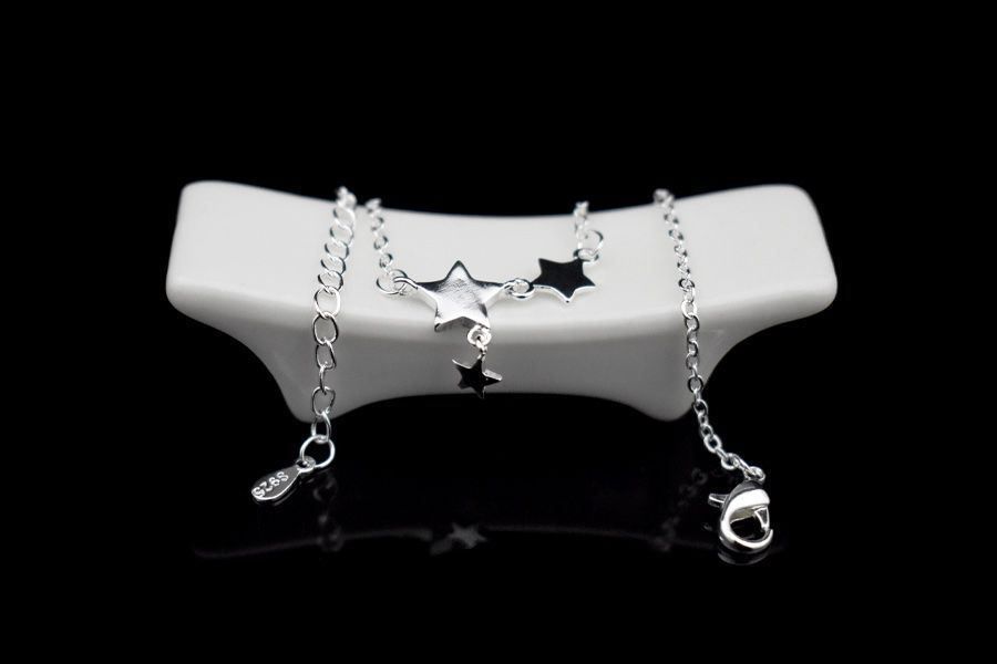 Bracciali & Braccialetti: silber fusskette mit sternen – Nuovo e nell'imballaggio originale da St. Gallen venduto da yatoot26 2