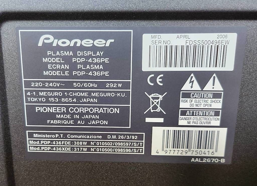 Televisori: Plasma Pioneer PDP-436PE – Usato da Bulle venduto da Phob0s 1
