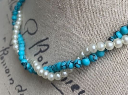 Catenine: Superbe collier vintage PERLE ET PIERRE TURQUOISE fermoir – Usato da Martigny venduto da only__you 7