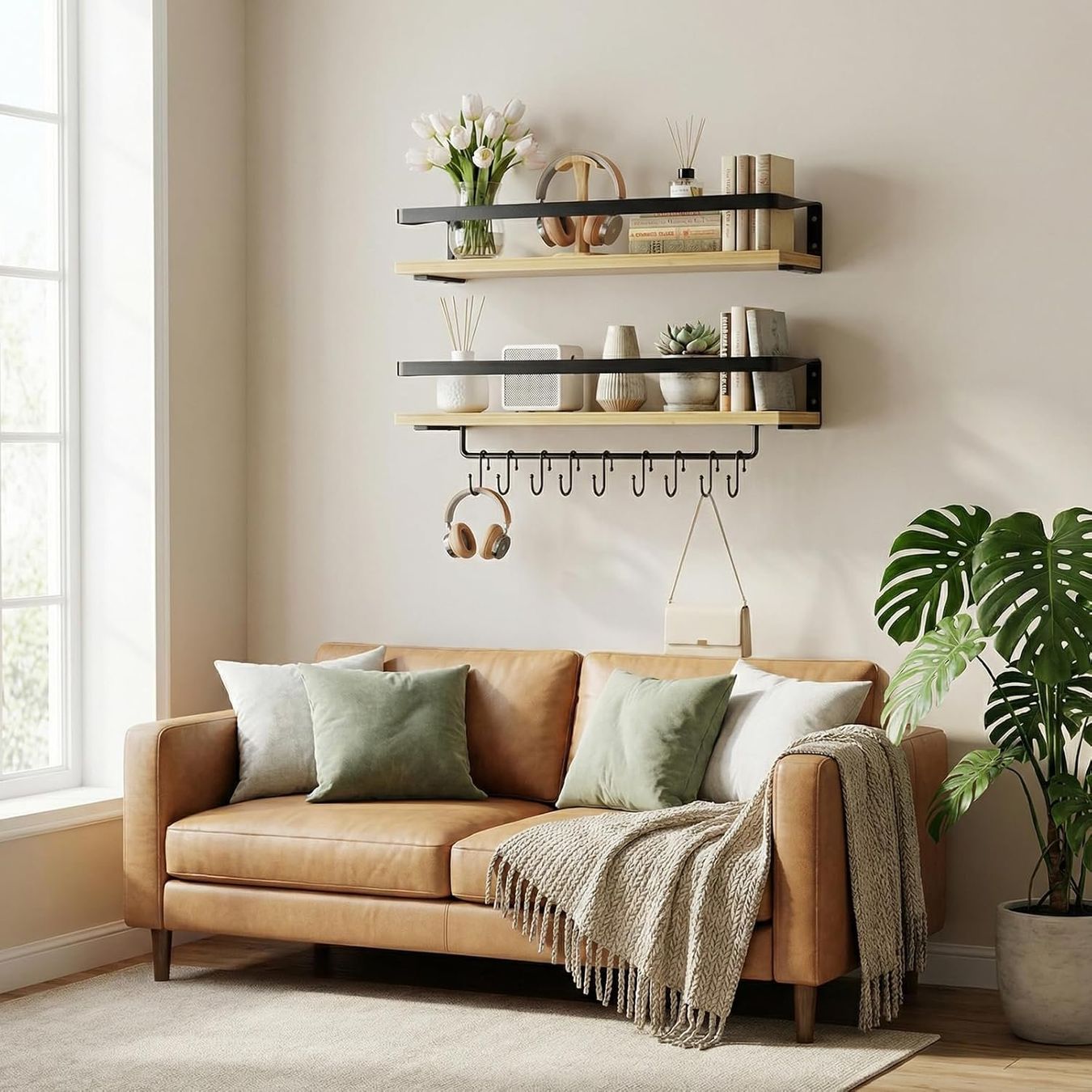 Scaffali: Wandregal Holz 2er Set mit Handtuchhalter braun – Nuovo e nell'imballaggio originale da Dietikon venduto da Abverkauf10 1