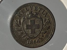 1 Rappen 1866, fast Vorzüglich, Kat: 220.-!!!