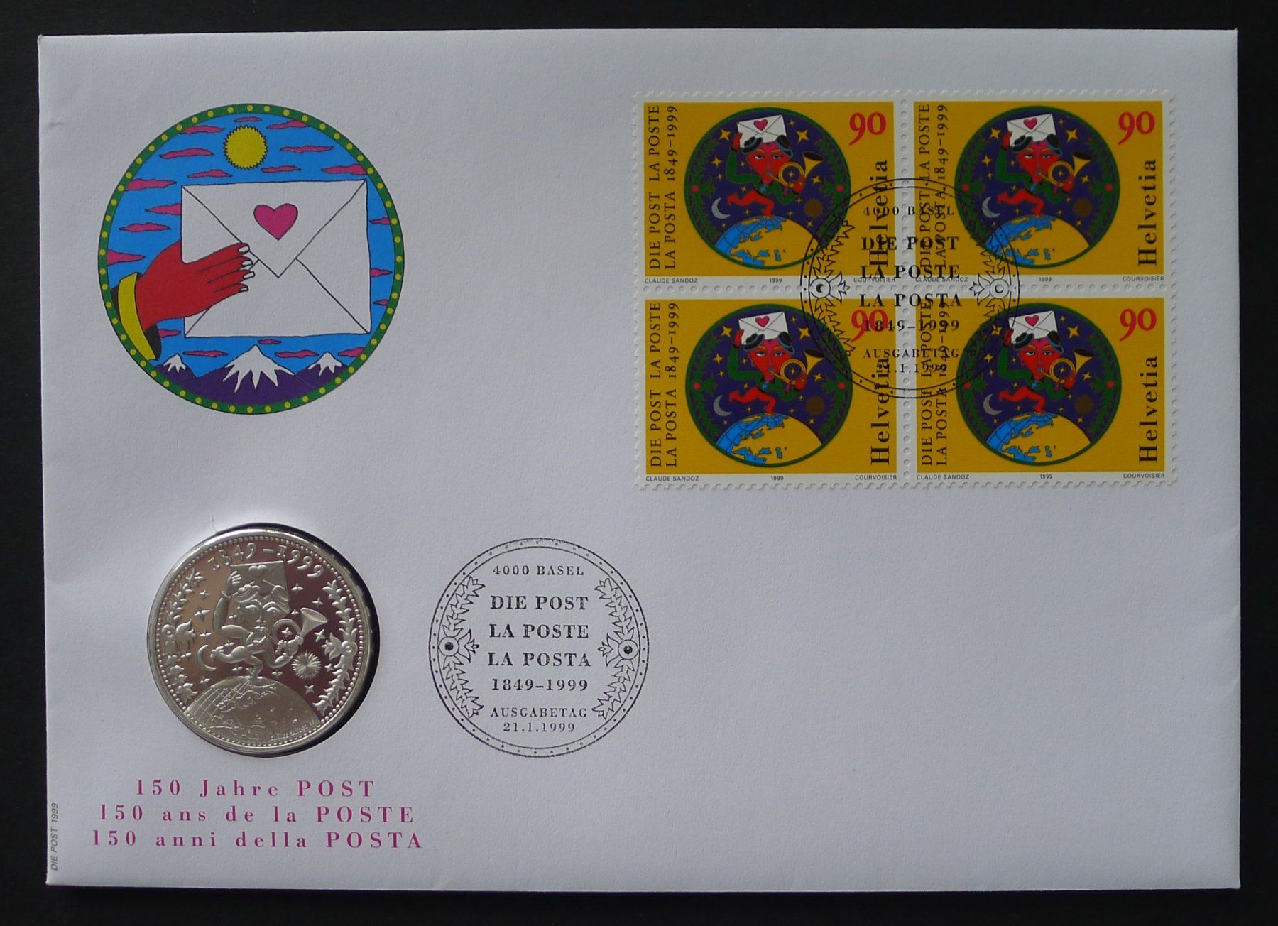 20Fr. SILBER-Münzbrief, 150 Jahre POST 1849-1999 (Gebraucht) in Ebikon ...