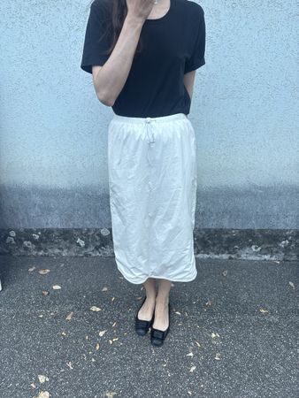 90ies warmer Midirock weiss mit Gummizug 