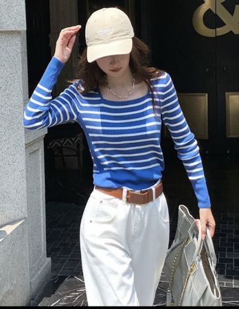 Wool blend  Striped Long Sleeves sweater M