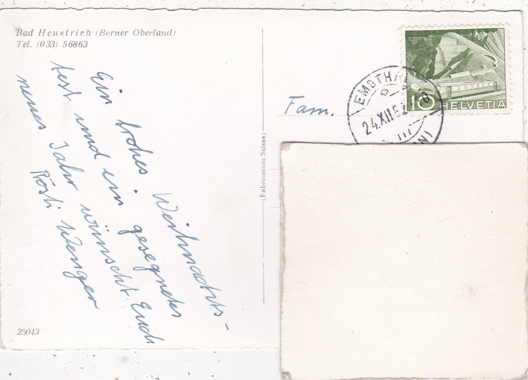 Ansichtskarten: Bad Heustrich 1952 – Gebraucht aus Herisau von Lisegrat2008 1