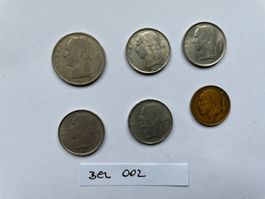 6 Münzen aus Belgien 1955 - 1976