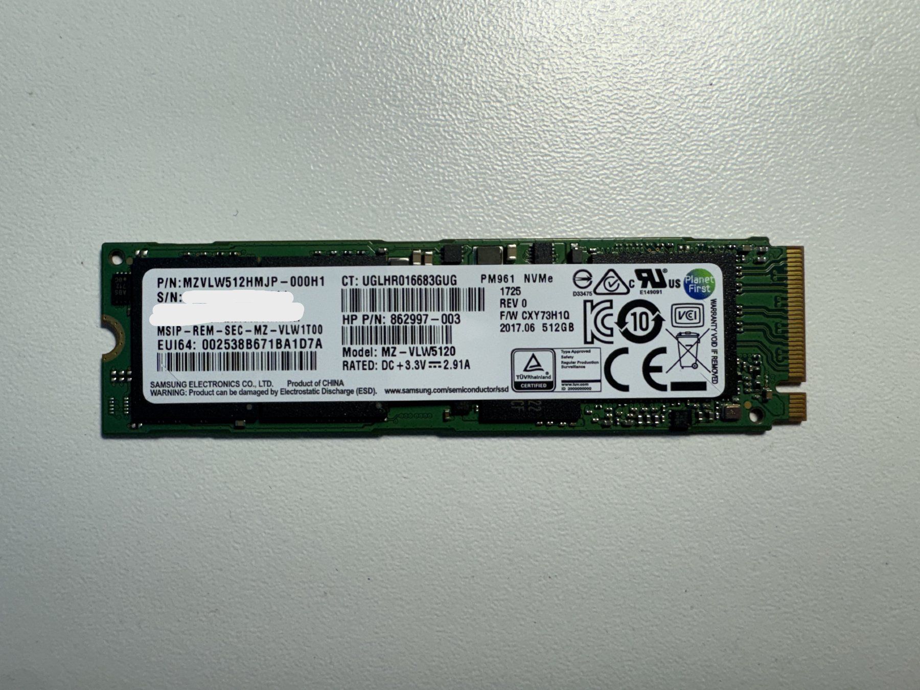 Samsung Dischi rigidi: Samsung PM961 NVMe SSD – Usato da Bremgarten AG venduto da joker_eat_world