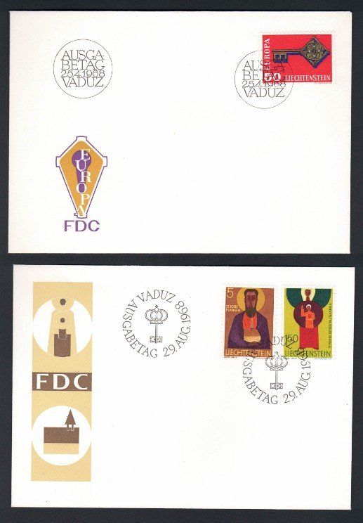 Alle Briefmarken: FDC Liechtenstein 1966-1968 – Gebraucht aus Pfäffikon ZH von Romulus 6