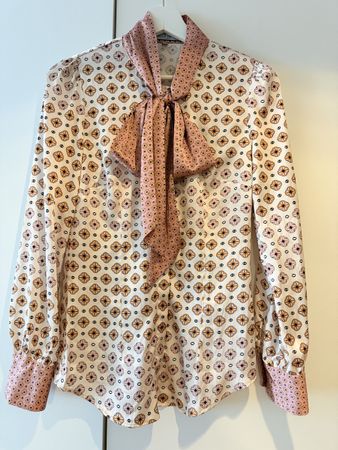 Bluse Hawes & Curtis gemustert Schleife Grösse 8 UK