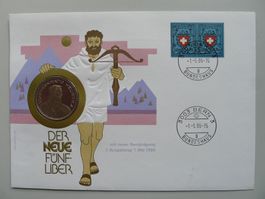 1986 Numisbrief: Der neue Fünfliber mit passender 5-Fr-Münze