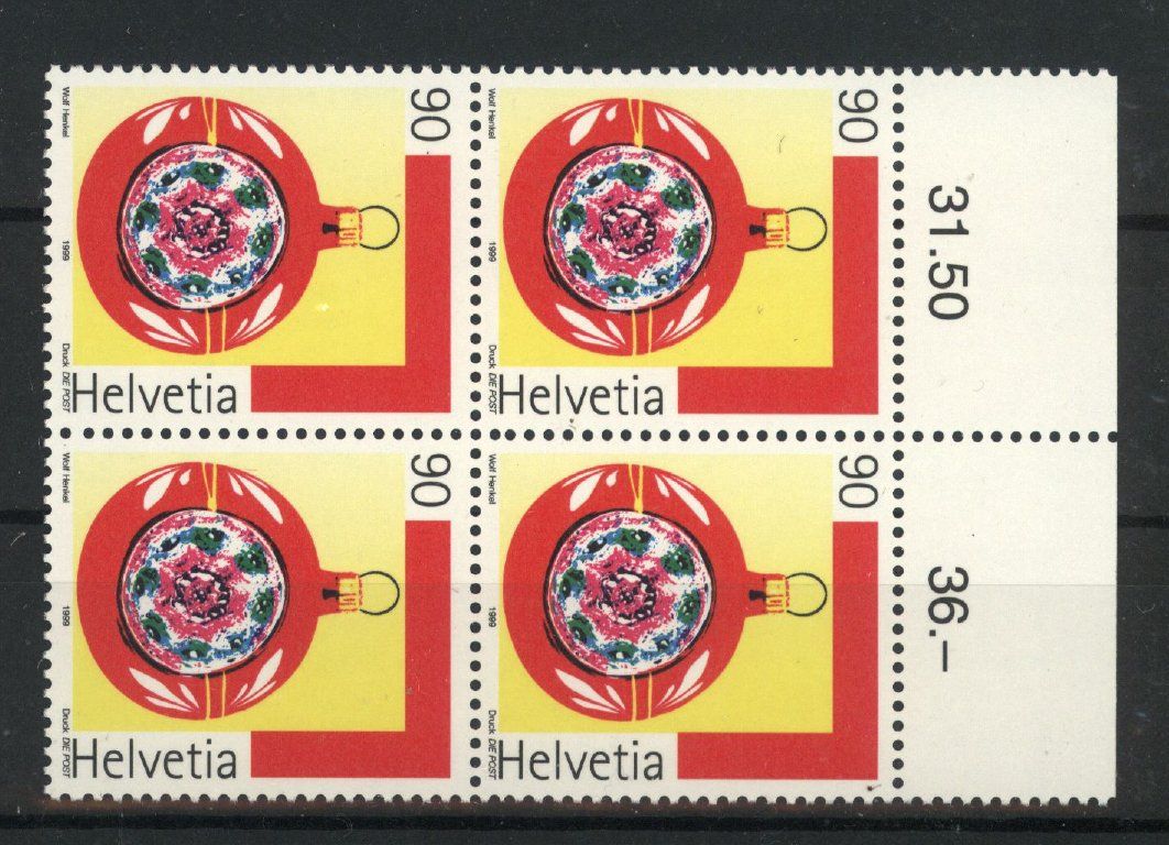 Tutti i francobolli: 1999, Weihnachtsmarke, Viererblöcke ** – Usato da Willisau venduto da Vollstempel