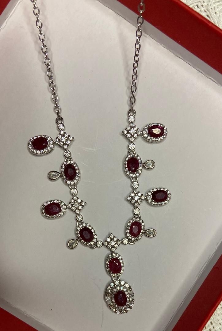 Catenine: Luxus Rubin Collier 925 Silber Neu - Geschenkidee – Nuovo (secondo la descrizione) da St. Gallen venduto da GIULESGG 9