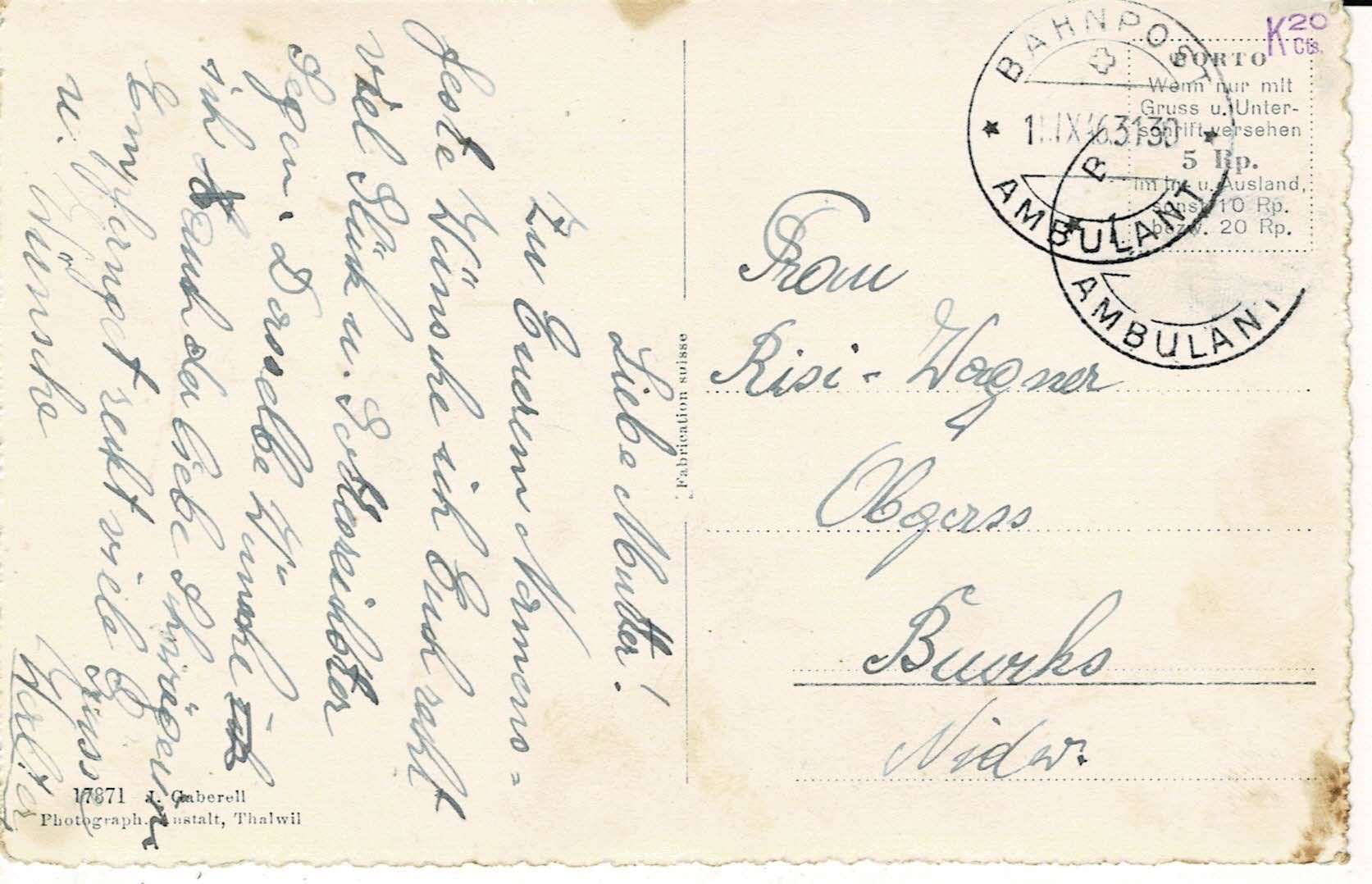 Cartoline postali: ROTKREUZ ZG gel. 1946? – Usato da Hergiswil NW venduto da Kartenfrau 1