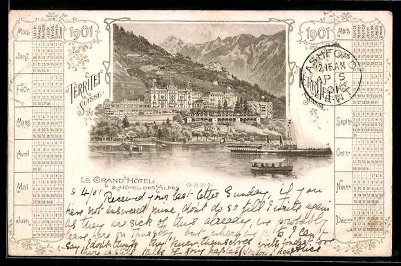 Cartes postales: Litho Territet, Le Grand Hotel, Hotel de – D'occasion à Berlin par bartko-reher