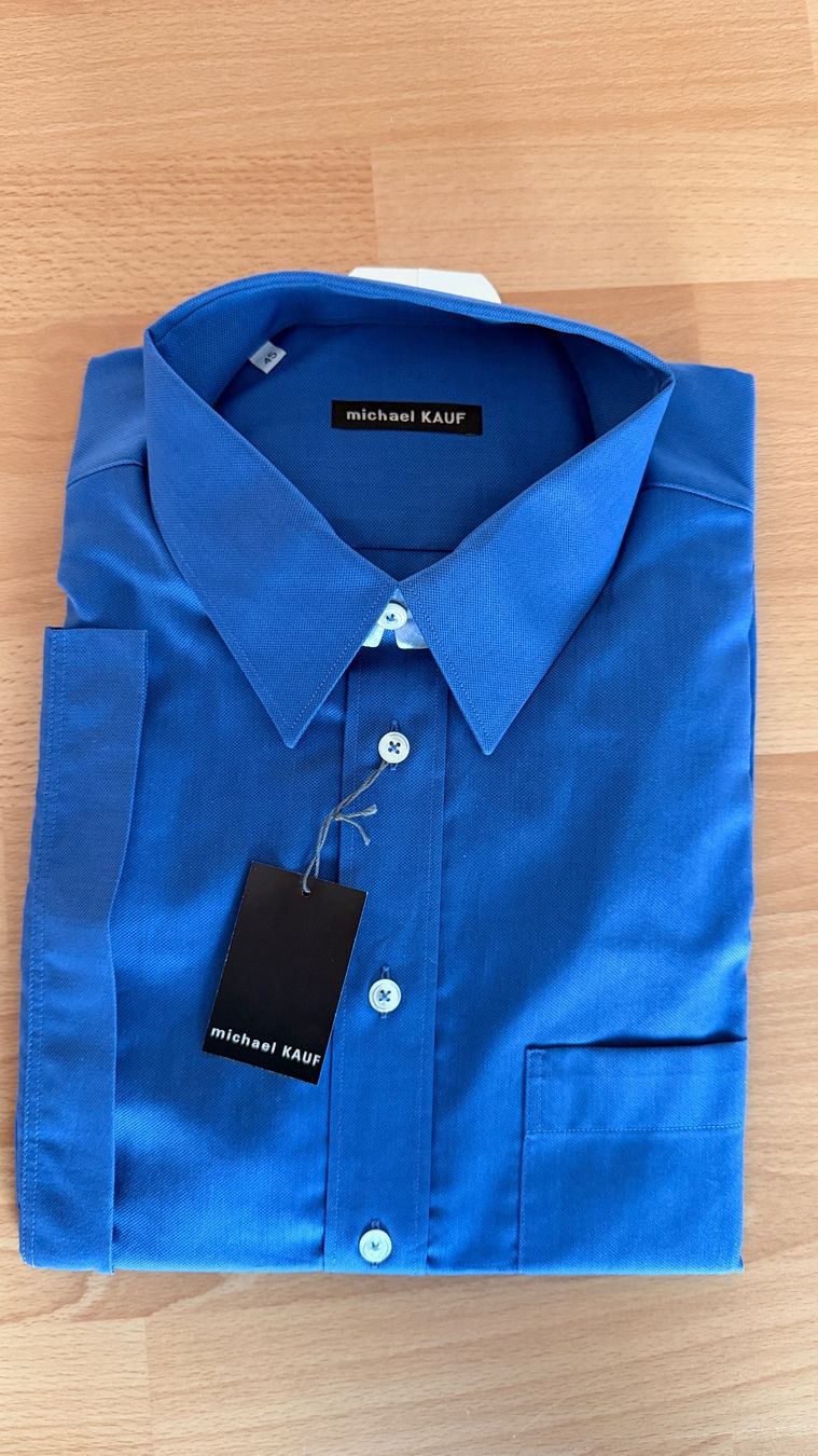 Camicie: Hemd - MICHAEL KAUF - Kurzarm blau Gr. 45 NEU – Nuovo (secondo la descrizione) da Winterthur venduto da Secondhand-Family 1