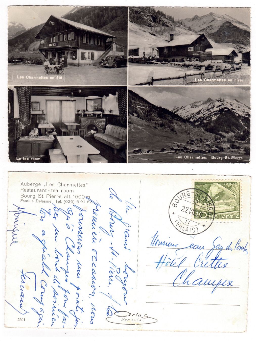 Cartoline postali: Bourg St.Pierre, Auberge "Les Charmettes" – Usato da La Tour-de-Peilz venduto da amjust