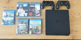 Playstation 4 Konsole mit 5 Spielen und 2 Controllern