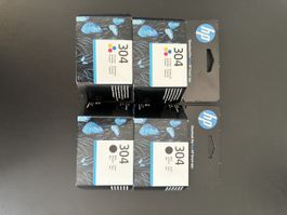 4 HP Tintenpatronen 304 Schwarz und Farbe neu original