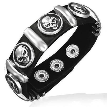 Armbänder & -reifen: Gothic Lederarmband mit Skull Schädel – Neu (gemäss Beschreibung) aus Schwanden GL von UHRKNALL