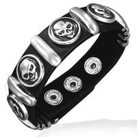 Gothic Lederarmband mit Skull Schädel