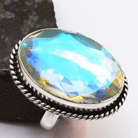 Rainbow Fire Topaz Handmade Ring Jewelry US Size-7.75