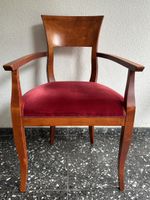 Armchair wood red velvet upholstered antique style