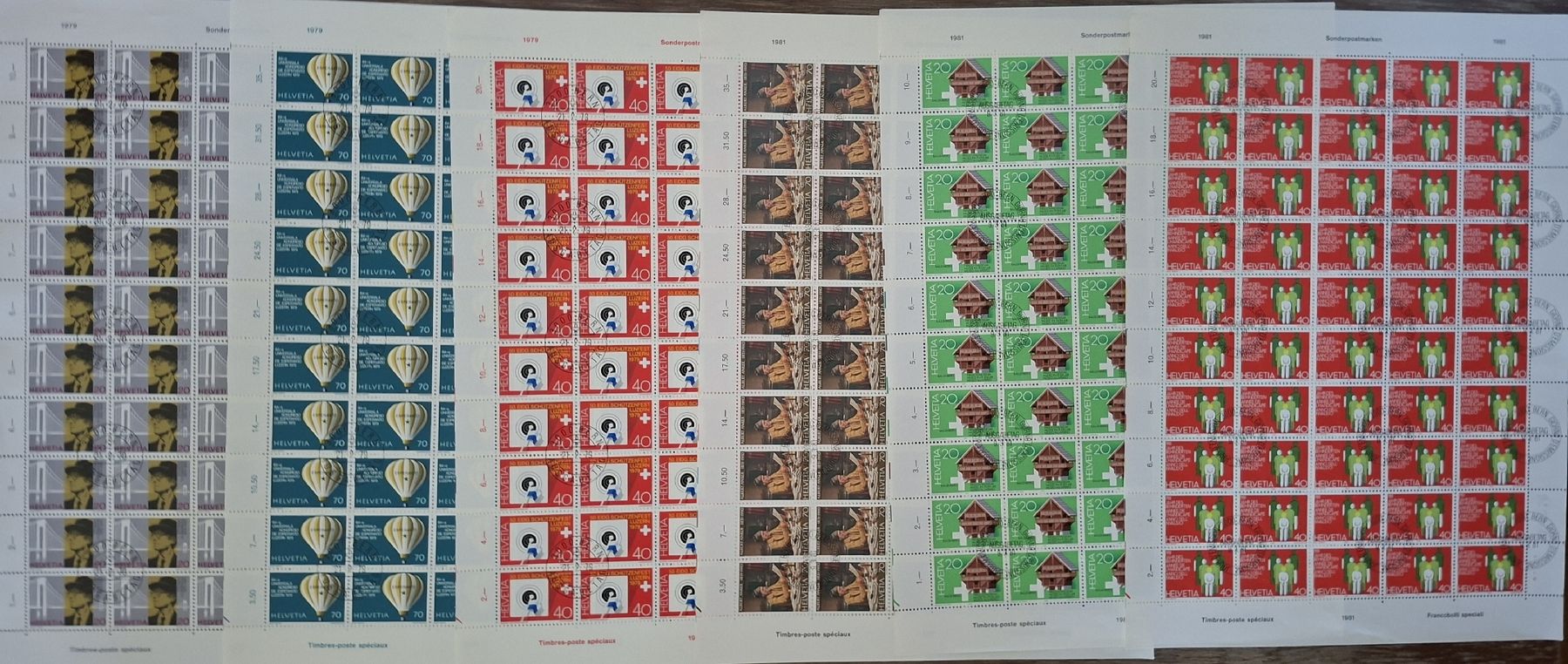 Tutti i francobolli: Div 50er Bögen 1979 / 1981  – Usato da Balgach venduto da SIMEON27