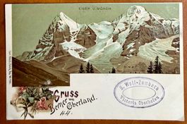 Gruss Berner vom Oberland - Eiger - Mönch - Litho 1900