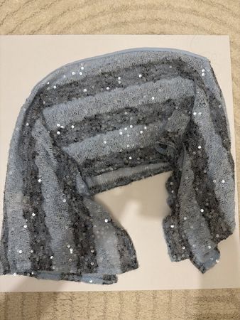 Bolero pailletten blau/grau gestreift