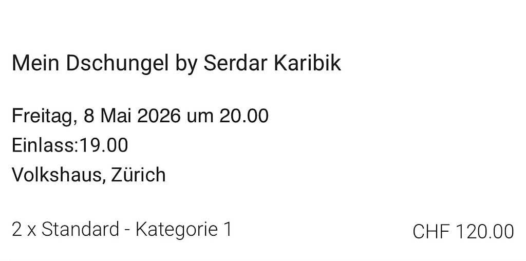 Biglietti: Serdar Karibik - Mein Dschungel – Usato da Riehen venduto da schmidt80
