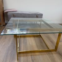 Couchtisch quadratisch Metall gold Glas gebraucht